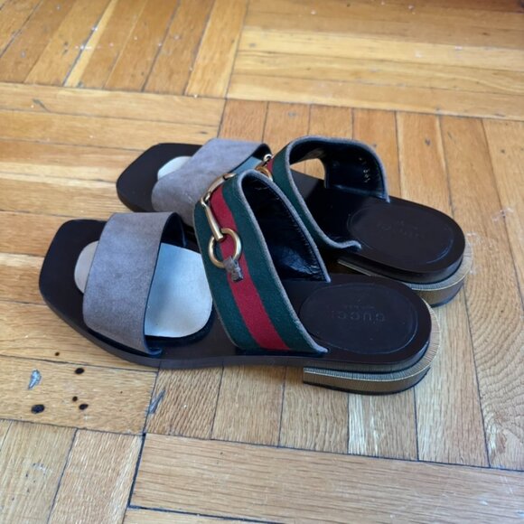 Gucci Brown Suede Double Band Querelle Sandal (Size 36.5) - Picture 6 of 14